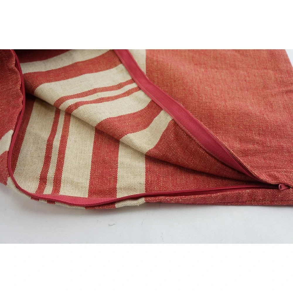 Lauren Ralph Lauren Pillow‎ Sham 20x20 Red Striped Woven Cotton Blend New
